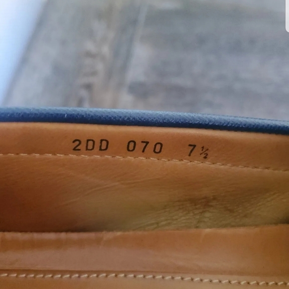 PRADA MENS BLUE LEATHER LOAFERS Saffiano SHOE SIZE 7.5 Prada Logo - Picture 7 of 8